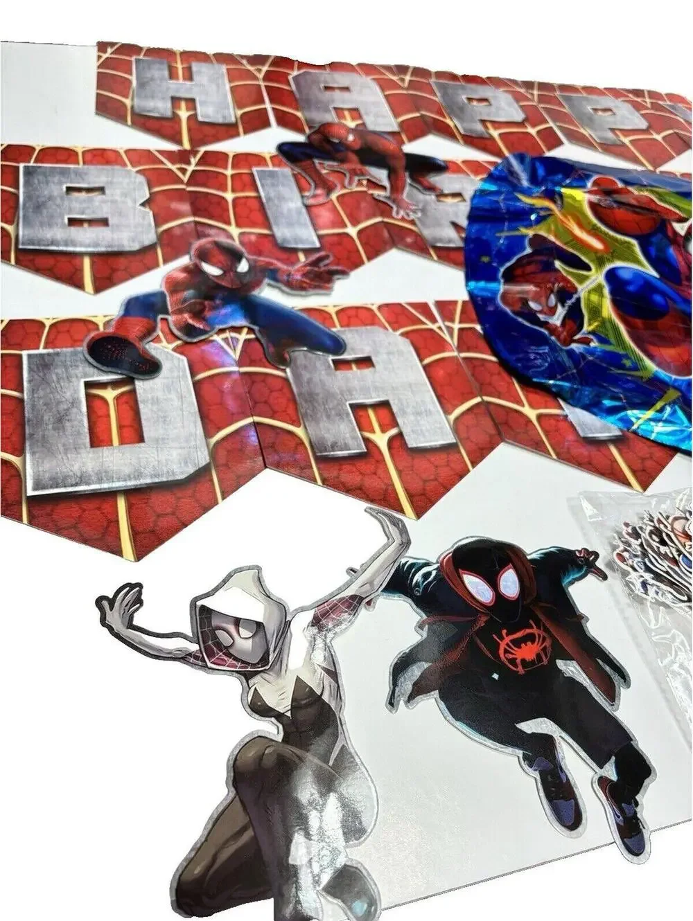 Spider-Man Birthday Party Decorations Set Banner Foil Balloons Cupcake Picks New